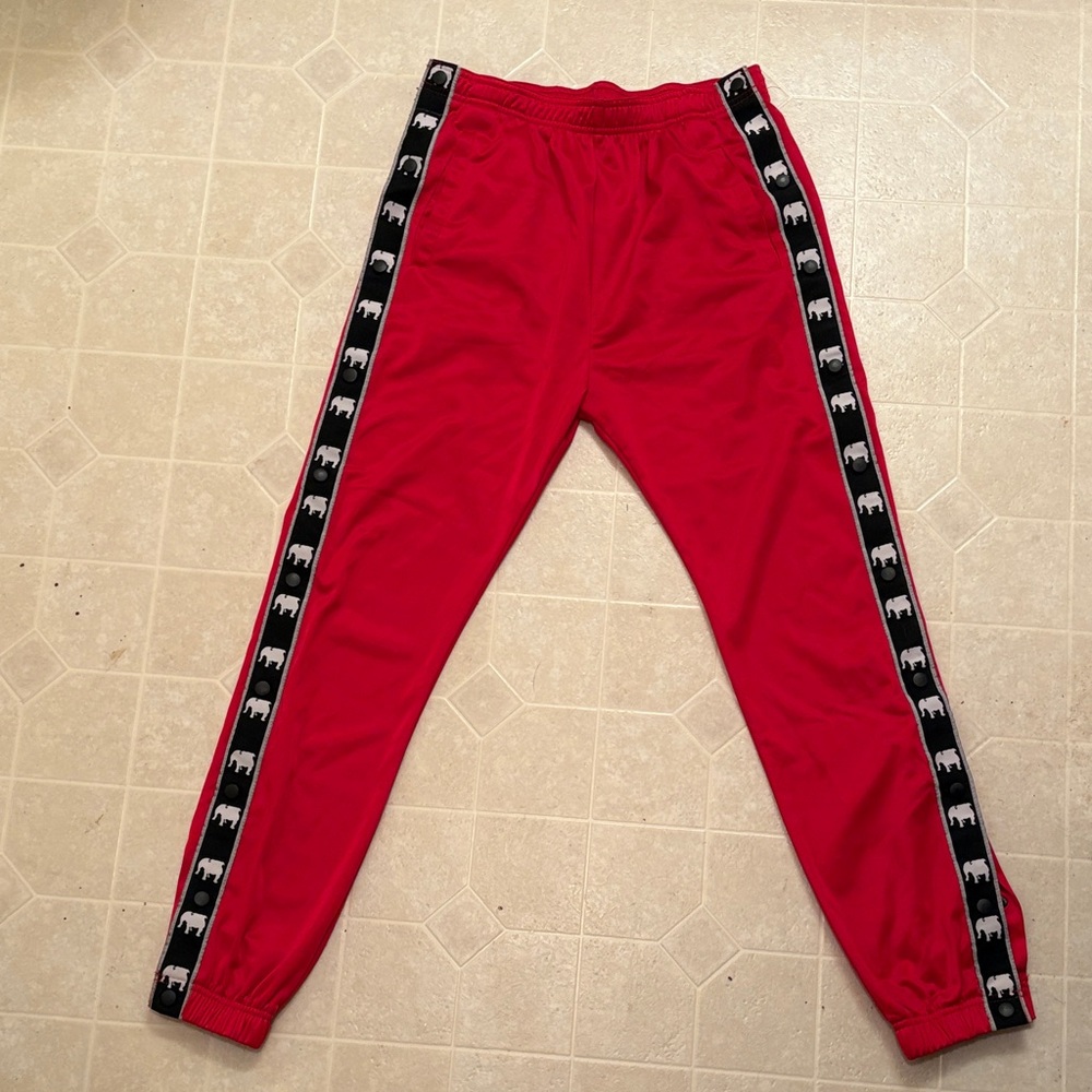 American Stitch Red Breakaway Trackpants with Bulldog detail